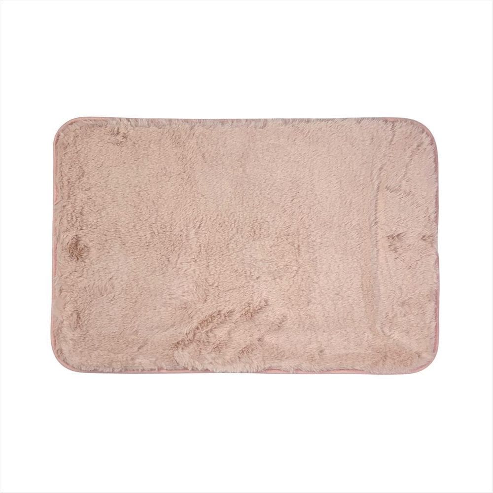 1 Tapete Peludo Cor Rosa Banheiro Antiderrapante 60X40Cm
