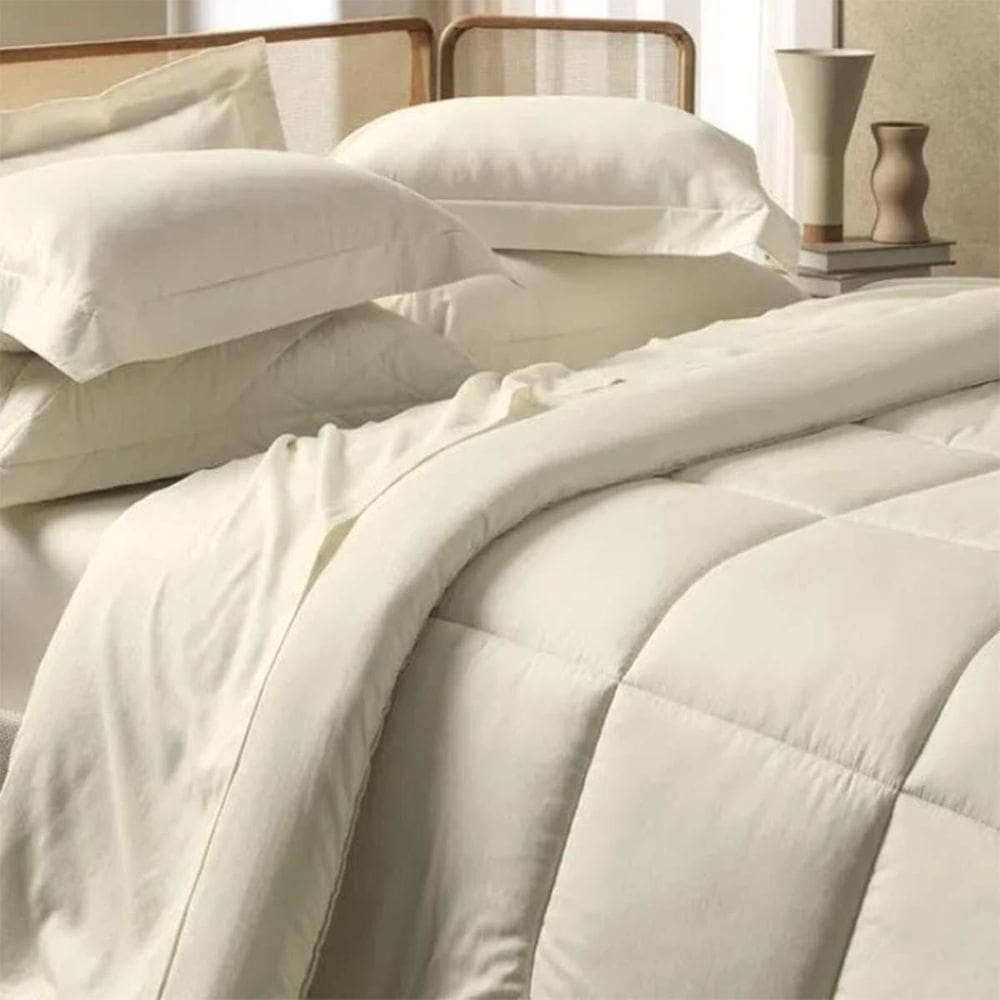 Kit Colcha Queen Bossa 300 Fios Cetim Branco 100% Algodão