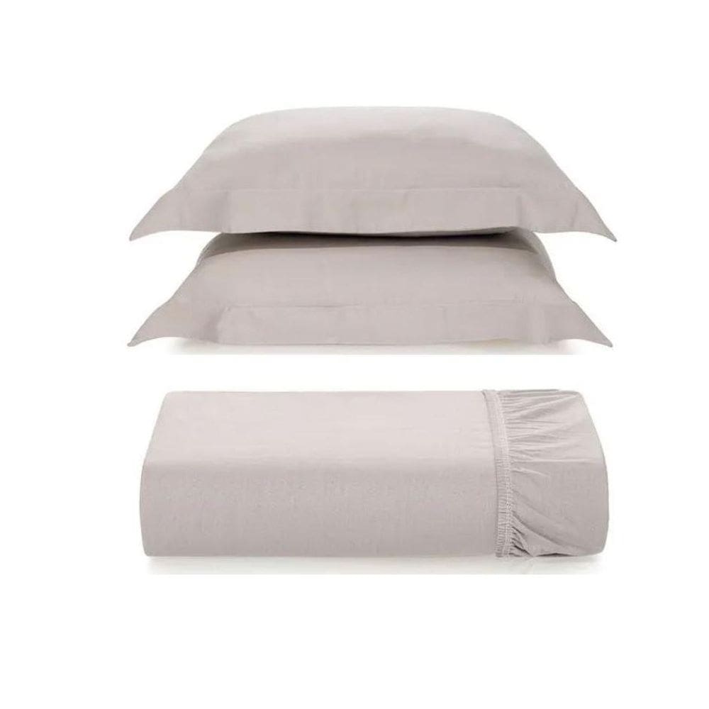 Kit 2 Fronhas + Lençol Queen Elástico Bossa 300 Fios 100%