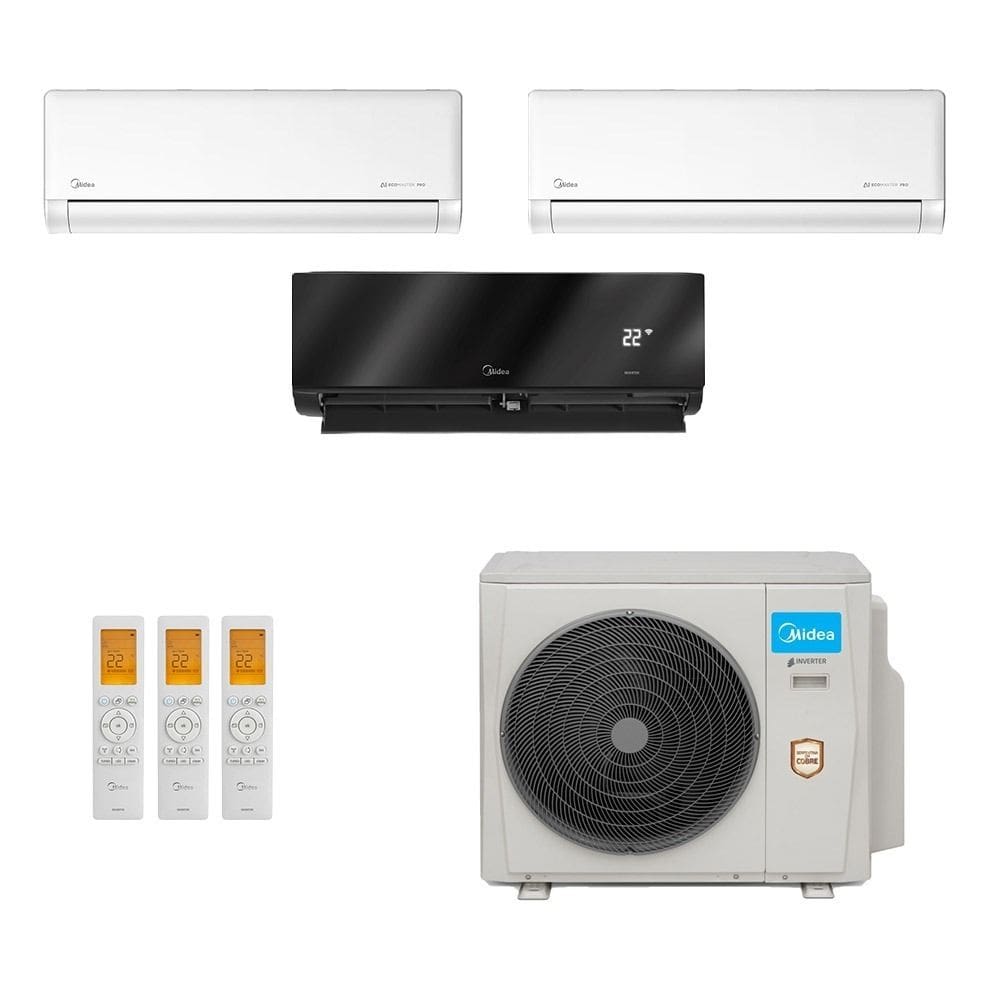 Ar-Condicionado Multi Split Inverter Midea 42.000 (2x Evap HW 12.000 + 1x Evap HW 24.000) Quente/Frio 220V