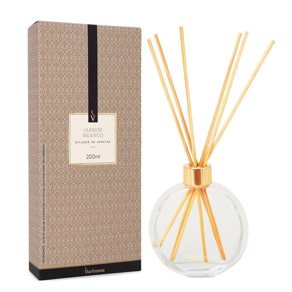 Difusor De Varetas Jasmim Branco 200Ml Via Aroma