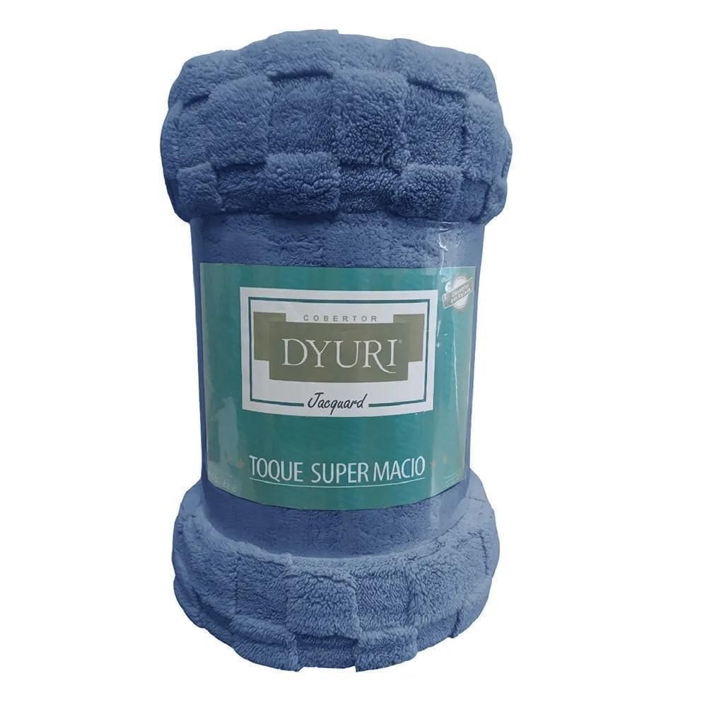 Cobertor Microfibra King Dyuri Square - Jolitex Azul Marinho