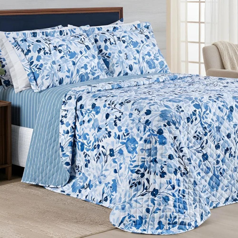 Colcha Queen Size Jasmine Luxo Bordado Elegante Confortável