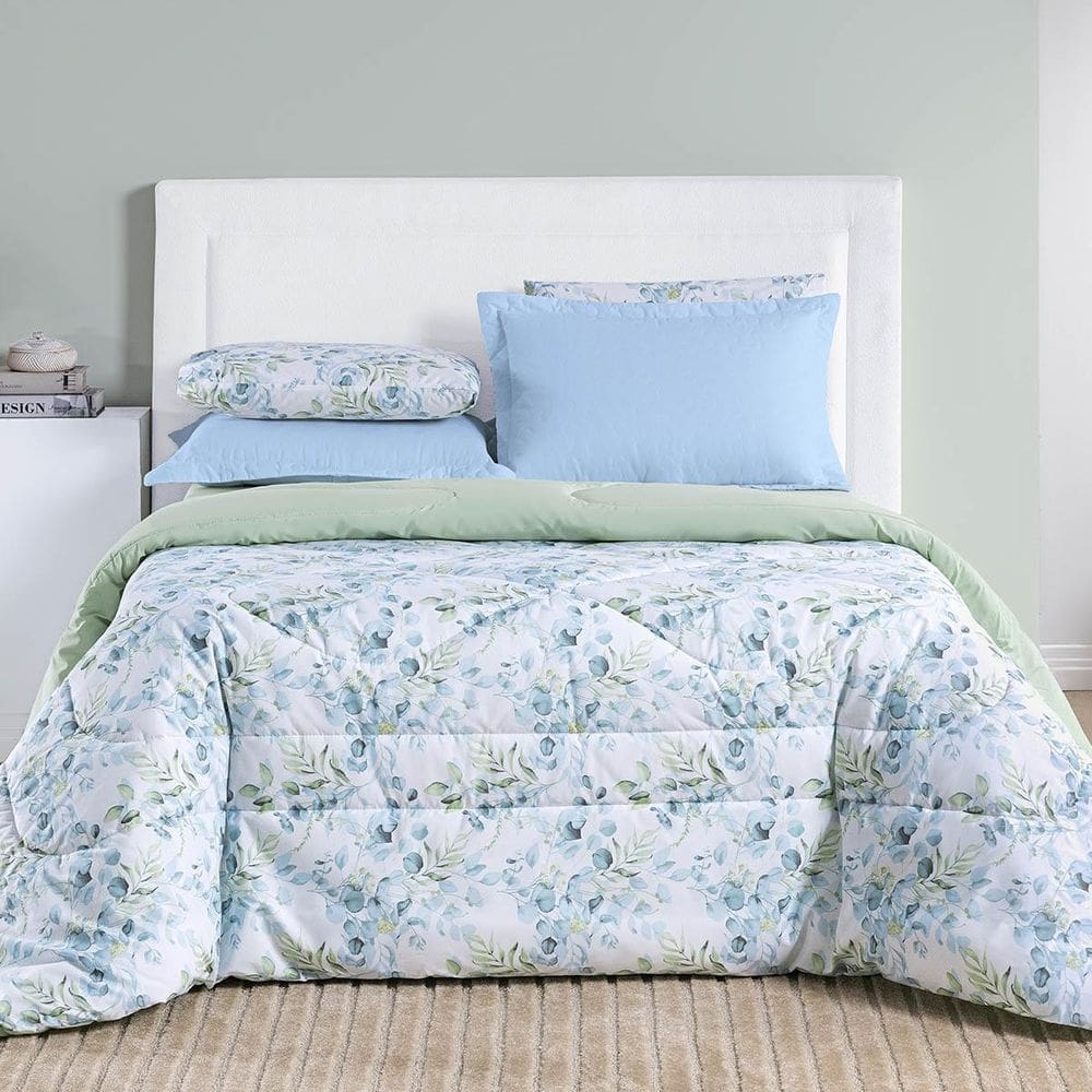 Edredom Maris Super King Percalle Floral Forest Verde