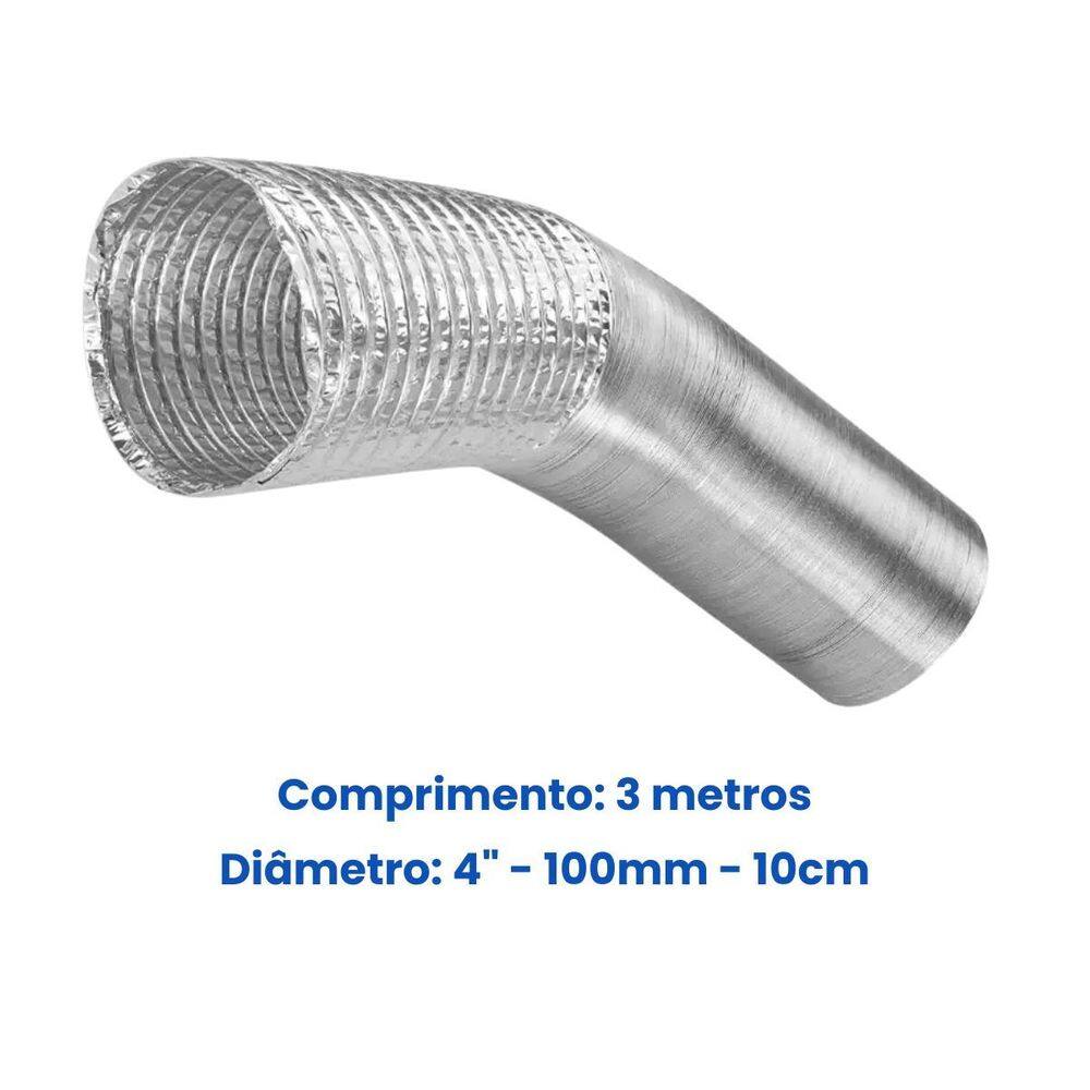 Duto Alumínio 3M 4 Polegadas Ventilação Ar Condicionado Pro