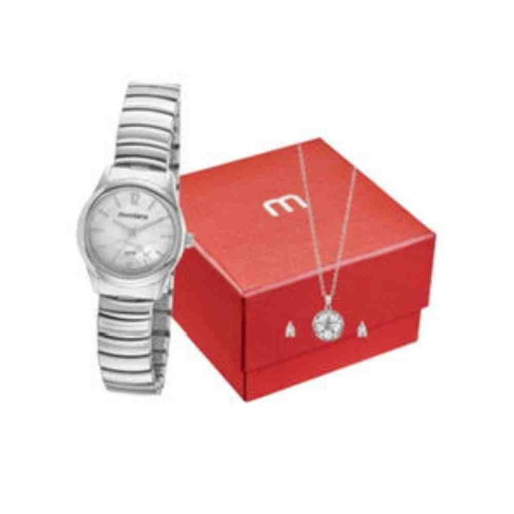 Kit Relógio + Semijoia Mondaine Preto Feminino