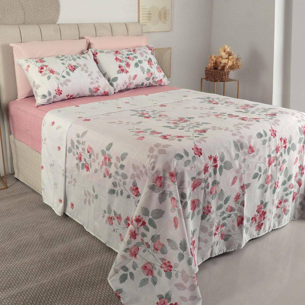 Jogo De Cama Solteiro Duplo 3 Peças 140 Fios Realce Premium