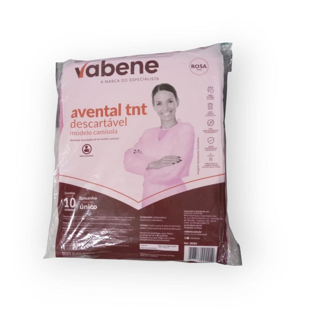 Avental Tnt Mg Longa Rosa 130Cmx100Cm Vabene