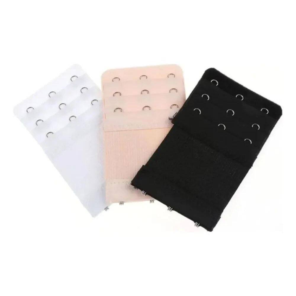 2X Kit 3 Extensores De Sutiã Preto Bege Branco Três Regulage