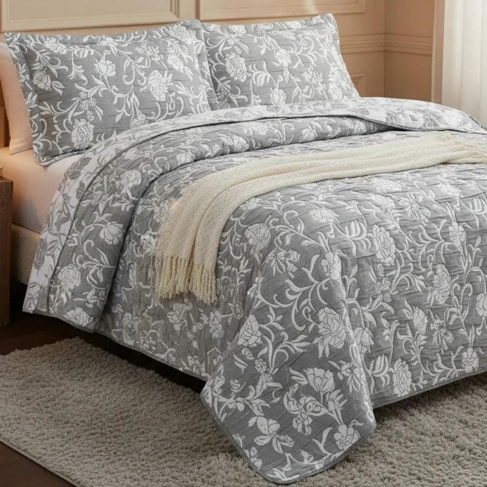 Cobre Leito King Size Algodão Lauryn Bordado Super Luxuoso