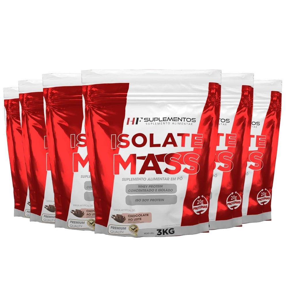 6X Hipercalorico Isolate Mass 3Kg Chocolate Hf Suplementos