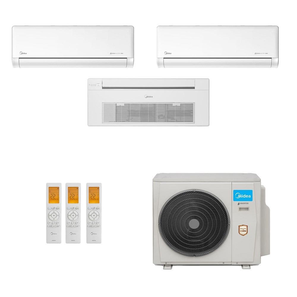 Ar-Condicionado Multi Split Inverter Midea 27.000 (2x Evap HW 9.000 + 1x Evap Cassete 1 Via 18.000) Quente/Frio 220V