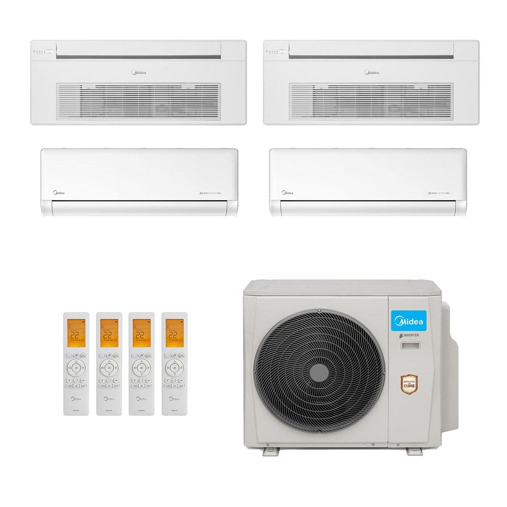 Ar-Condicionado Multi Split Inverter Midea 42.000 (2x Evap HW 9.000 + 2x Evap Cassete 1 Via 12.000) Quente/Frio 220V