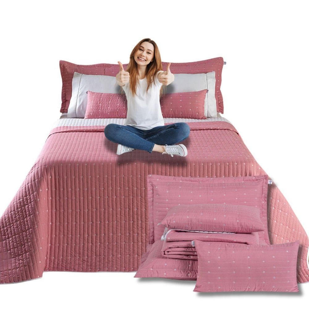 Conjunto Cobre Leito Casal 7 Peças Urbany Bordado Premium