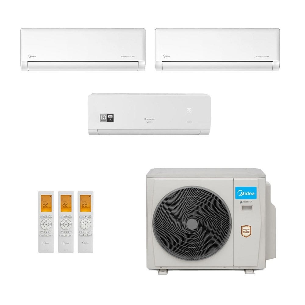 Ar-Condicionado Multi Split Inverter Midea 36.000 (1x Evap HW 9.000 + 1x Evap HW 12.000 + 1x Evap HW 24.000) Quente/Frio 220V
