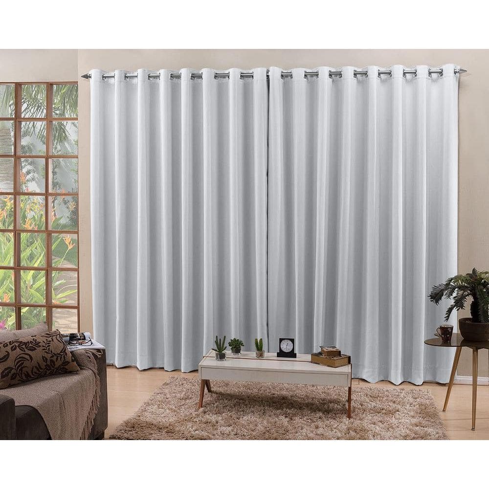 Cortina Branco Gelo 3,00X2,30 Blackout Tecido Corta Luz 100%