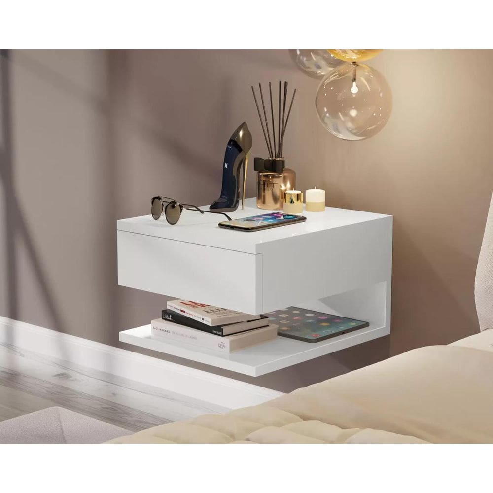 Mesa De Cabeceira Suspenso Flórida Branco