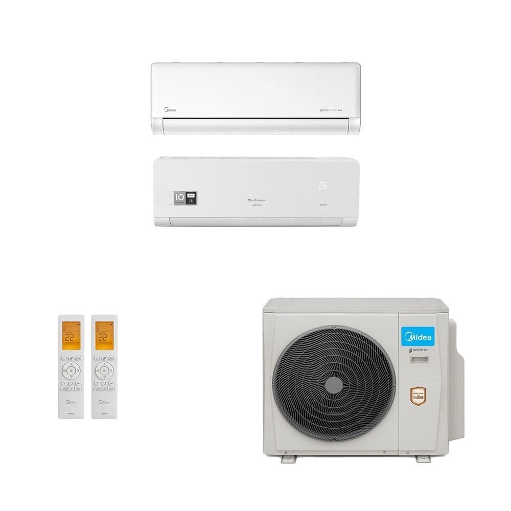 Ar-Condicionado Multi Split Inverter Midea 18.000 (1x Evap HW 9.000 + 1x Evap HW 12.000) Quente/Frio 220V