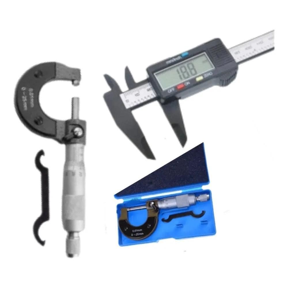 2X Micrometro Mecanico + Paquimetro Digital