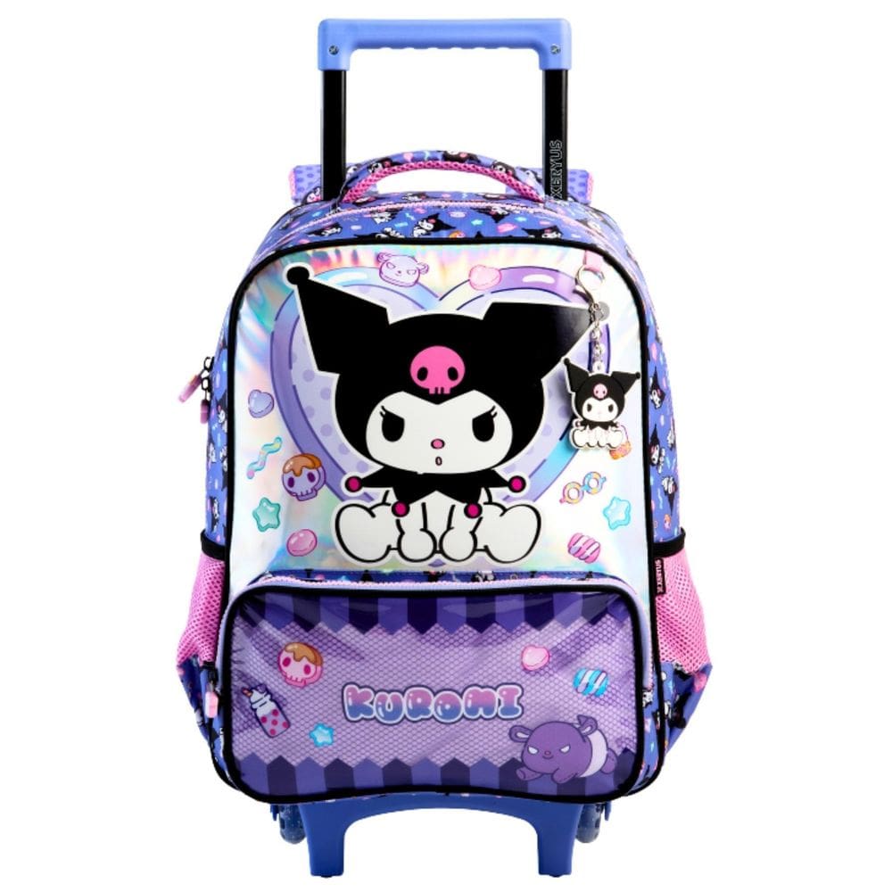 Mochila Escolar Rodas Alças Kuromi Hello Kitty