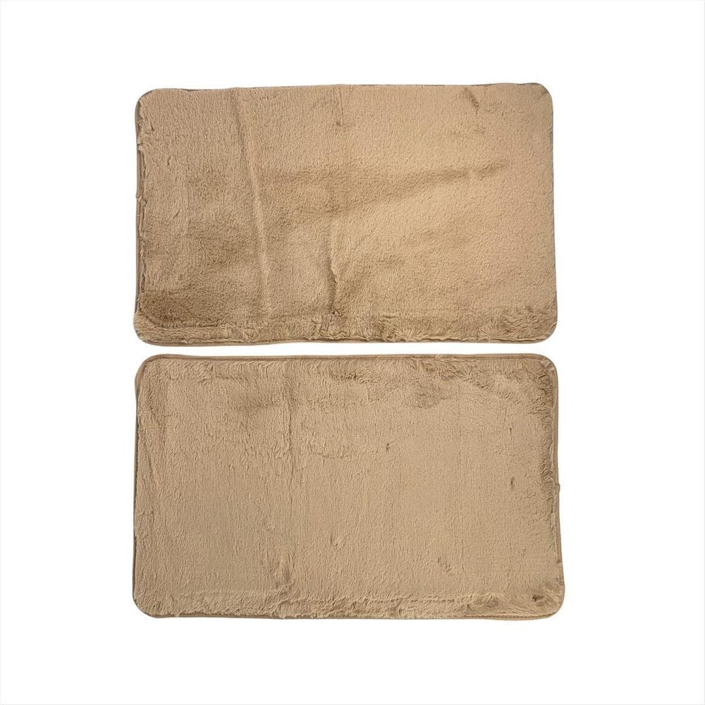 Jogo Tapetes Peludinho Bege Absorvente Antiderrapante Box
