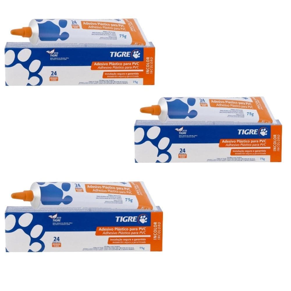 Kit 3 Bisnaga Cola Adesivo Incolor Tubo Cano Pvc 75G