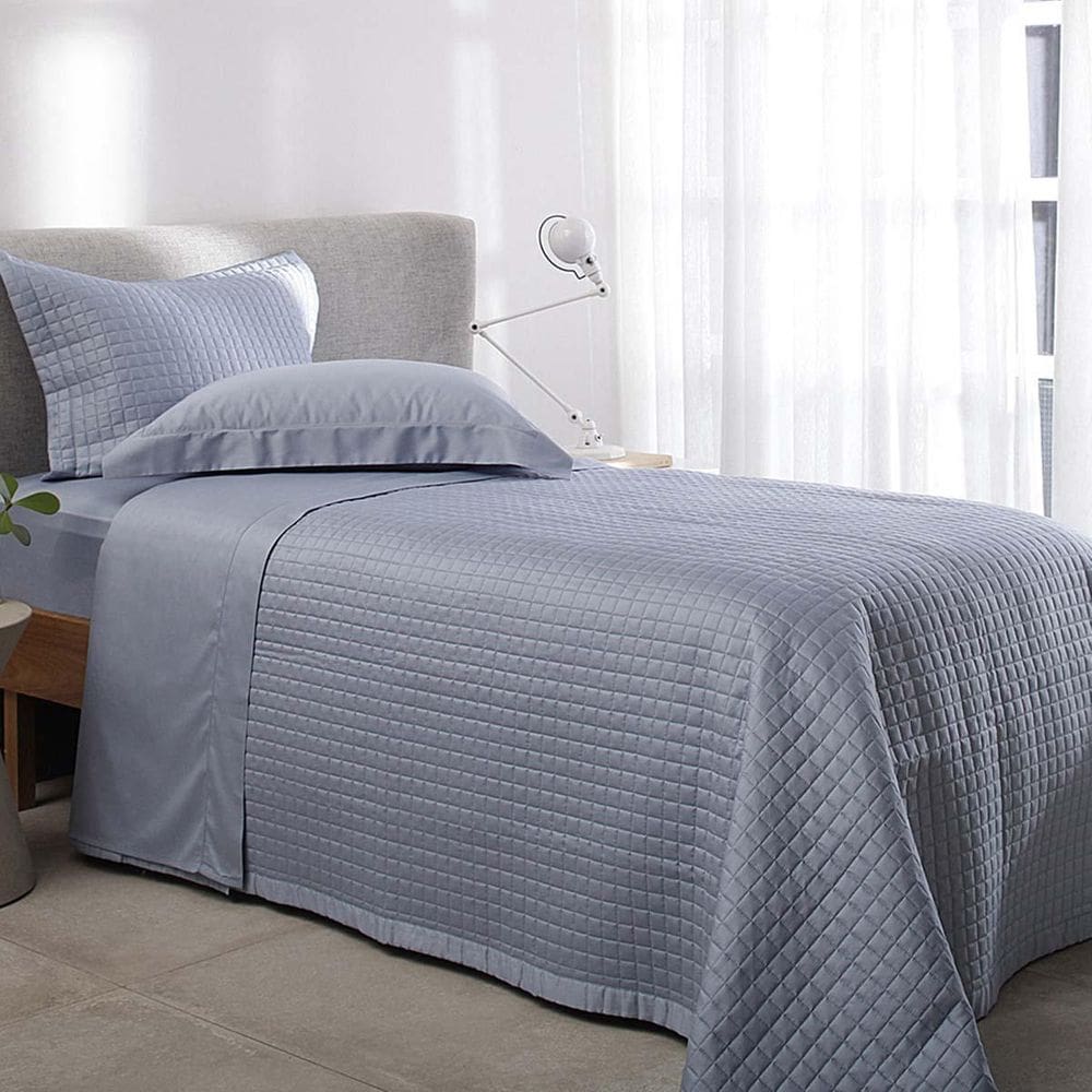 Kit Colcha Solteiro 270 Fios Bud Vision New Azul Buddemeyer