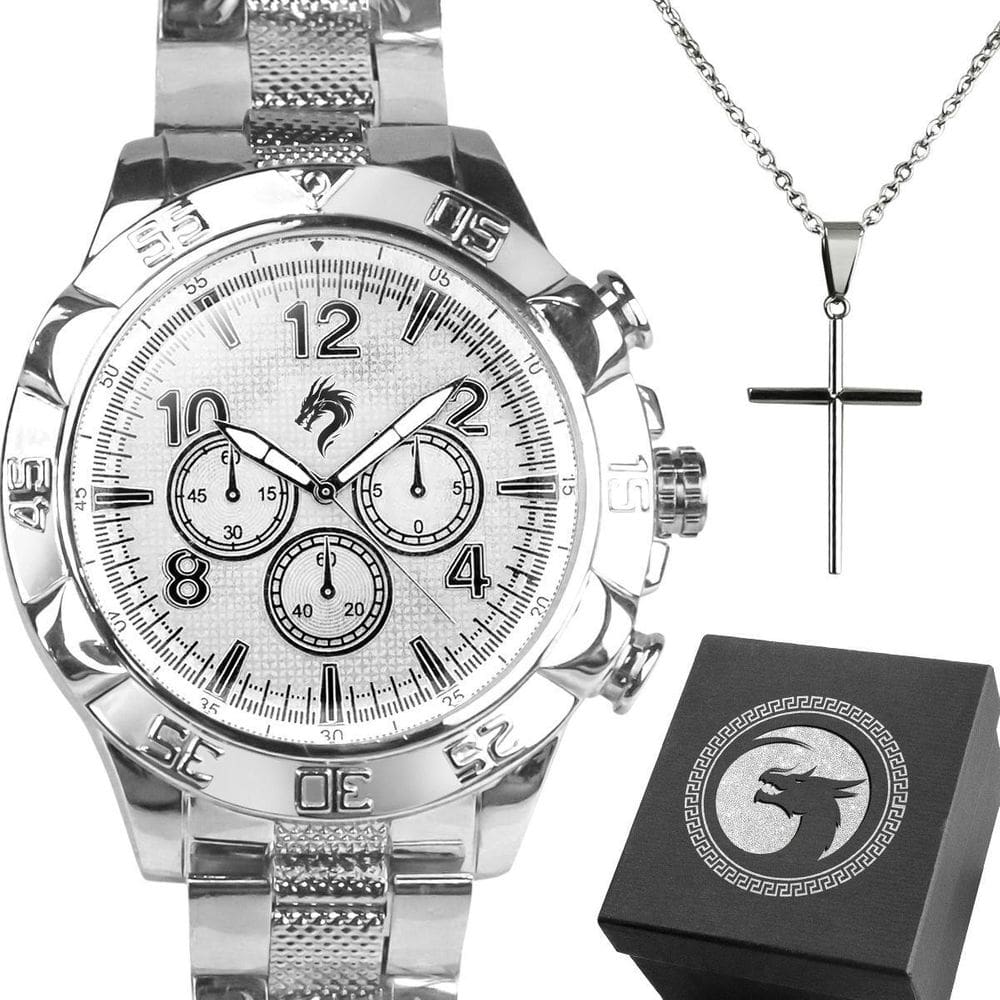 Relogio Masculino Prata Prova Dagua + Caixa Resistente Aço