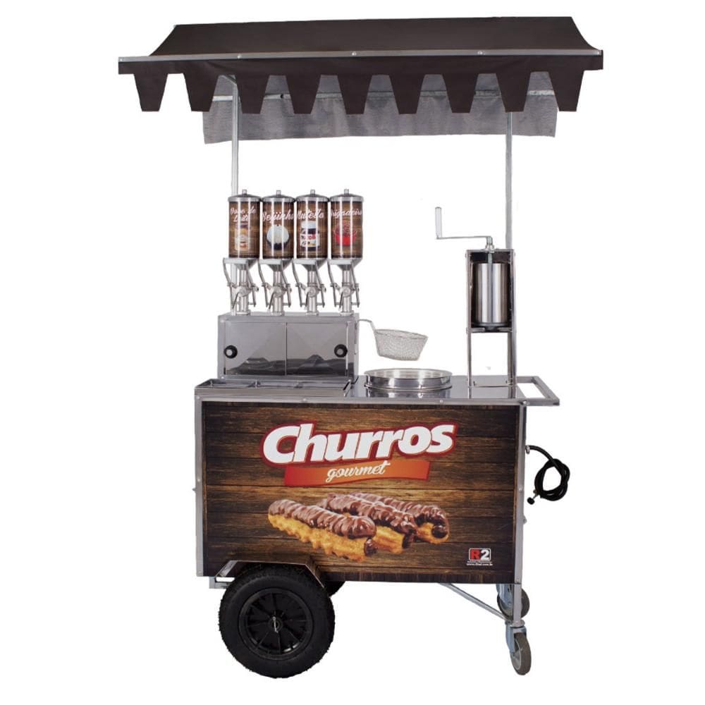 Carrinho de Churros Gourmet R2 4 Doceiras e Masseira Fuso Inox R0079
