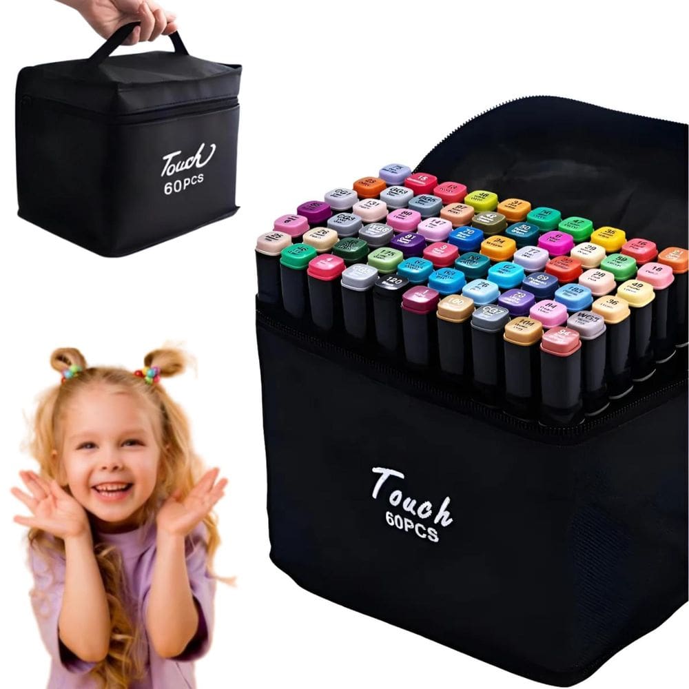 Marcador Caneta Ponta Dupla Touch Kit 60 Cores Para Colorir