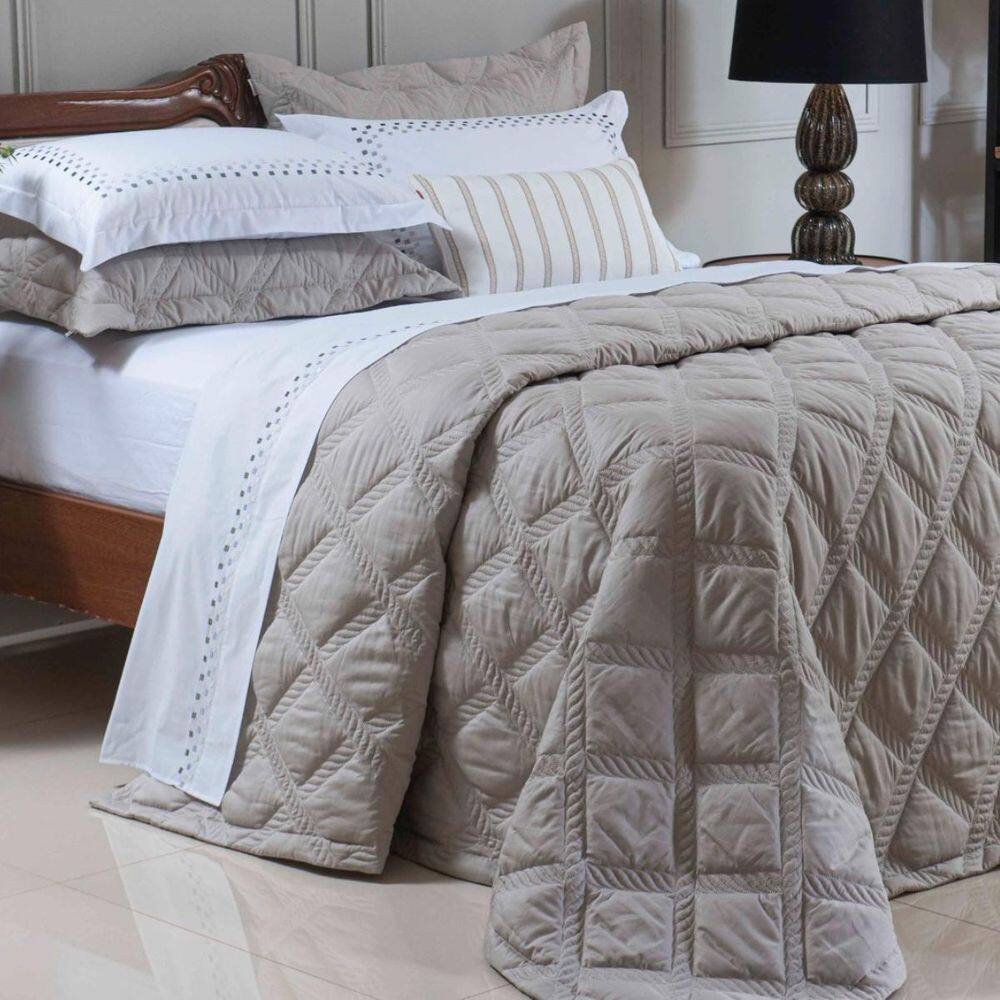 Cobre Leito Miami King 100% Algodão Bordado Macio E Conforto