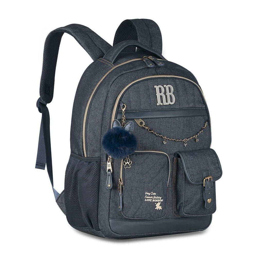 Mochila Rebecca Bonbon Jeans Bolsa Escolar Feminina Moderna