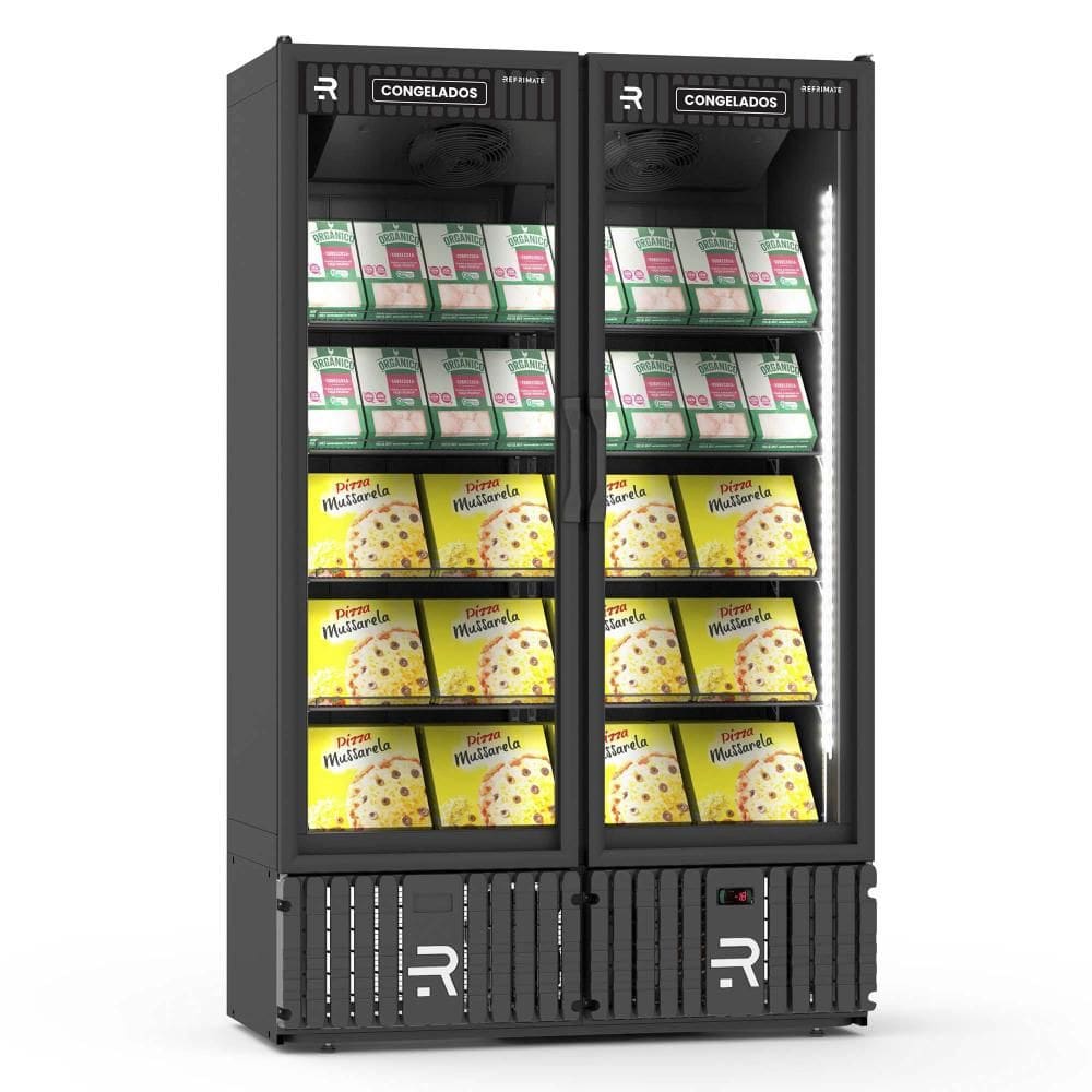 Expositor Vertical Congelados Refrimate 800 Litros 2 Portas Preto 220V VCCO2PB