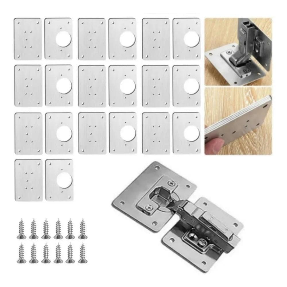 Kit 10 Placa De Reparo Para Consertar Dobradiça Armário Mdf