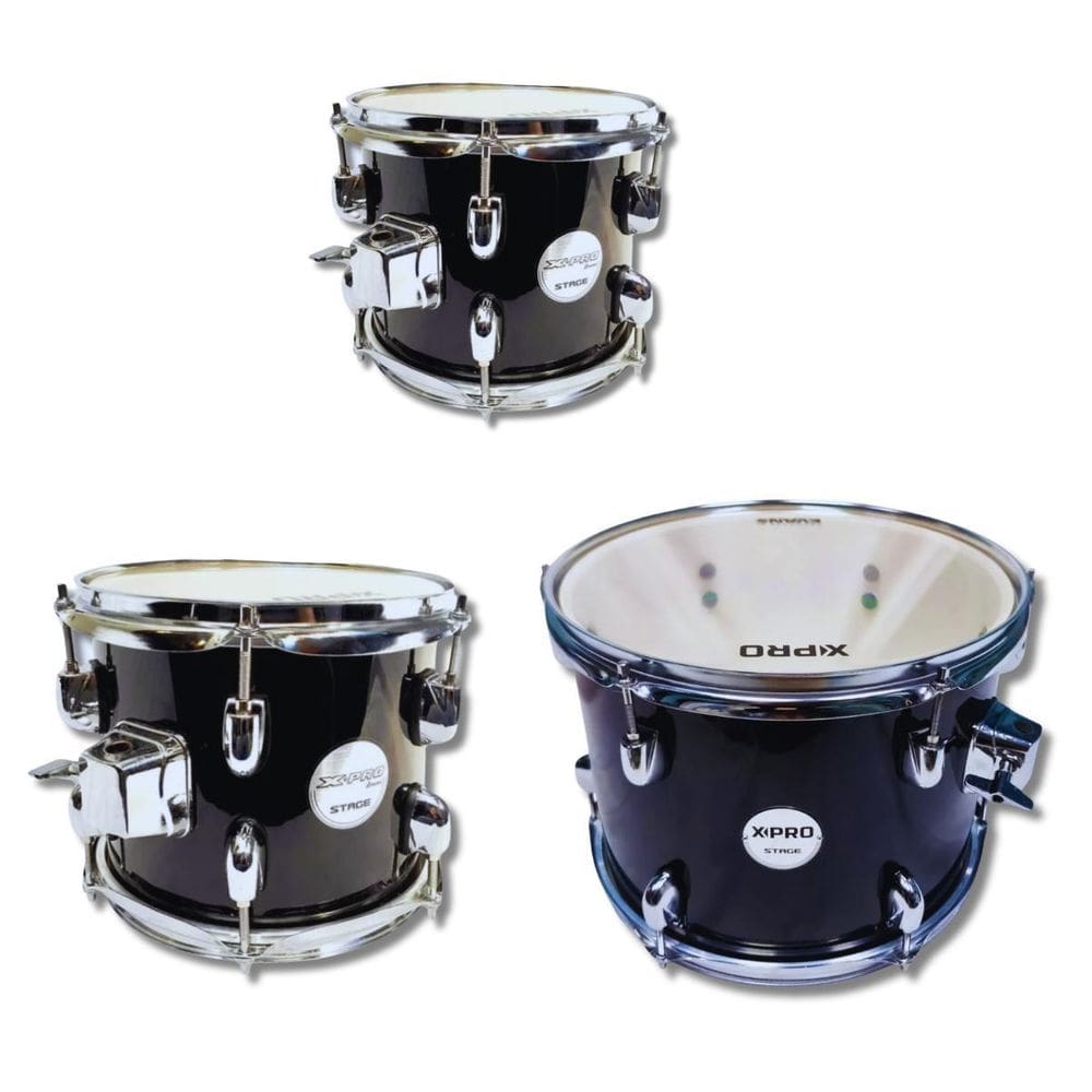 Kit Tom 8 10 12 De Bateria Em Madeira Com Caneca Cromo X-Pro