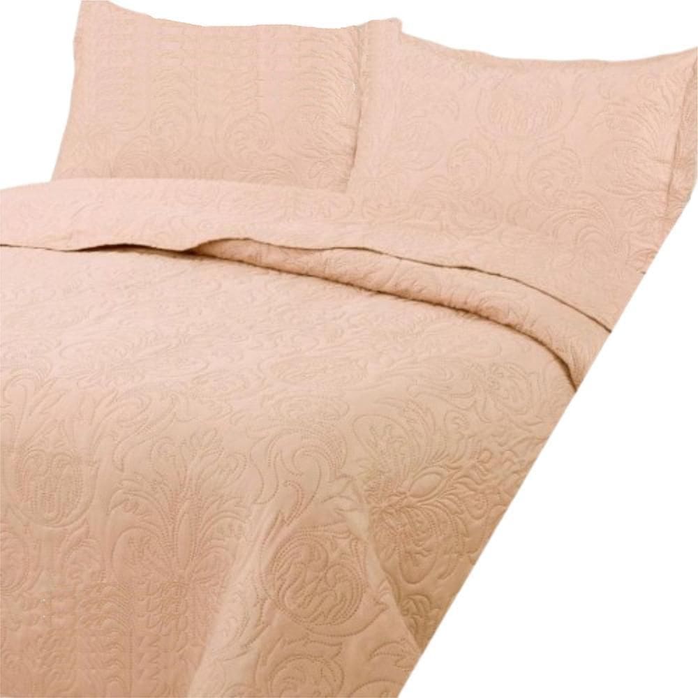 Colcha Queen Bouti Dupla Face 03 Peças - Coral