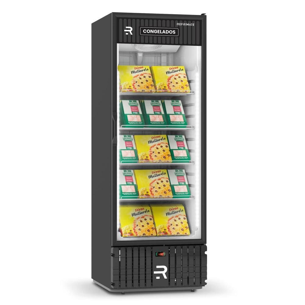 Expositor Vertical Congelados Refrimate 570 Litros Porta Vidro Preto e Branco 220V VCCO570PV