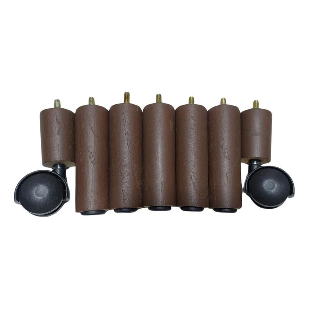 2X Pé Cama Box Casal   7 Peças   Pé Madeira Com 7 Buchas