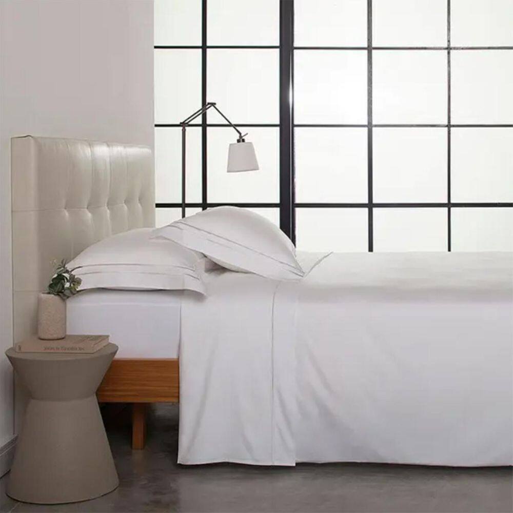 Jogo Cama Casal Cetim 300 Fios Sublime Branco Buddemeyer