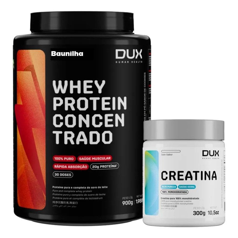 2X Combo Whey Concentrado 900G + Creatina 300G Dux Nutrition