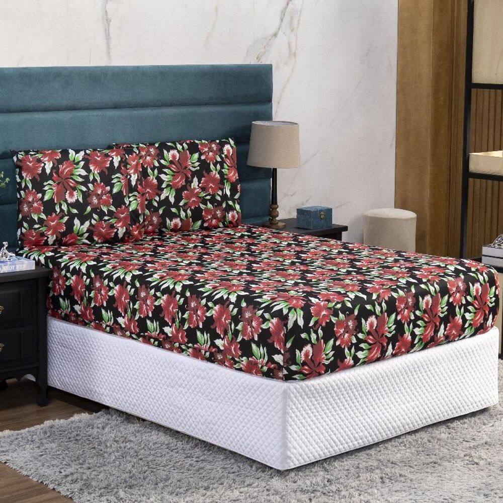 Jogo De Cama Solteiro Lençol Fronha Prático Malha Estampa 2P