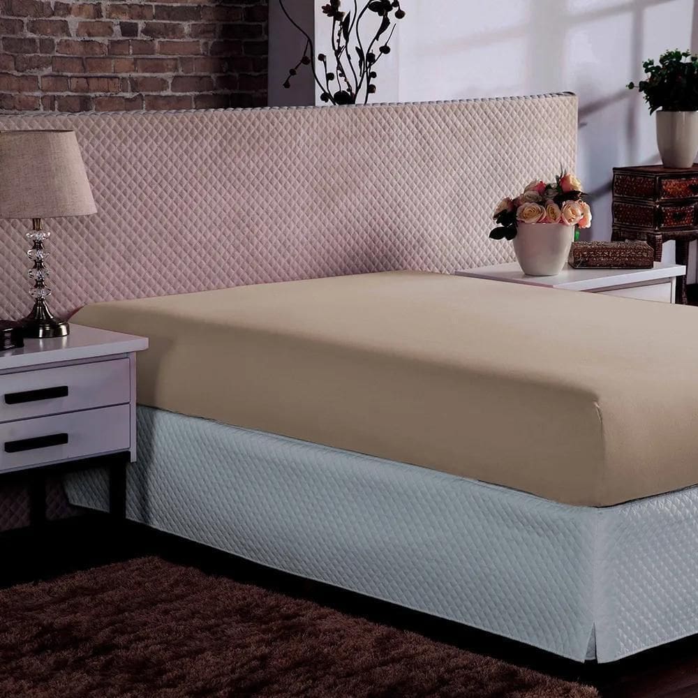 Lençol Em Malha Casal Elástico Doce Vida - Portallar Caqui