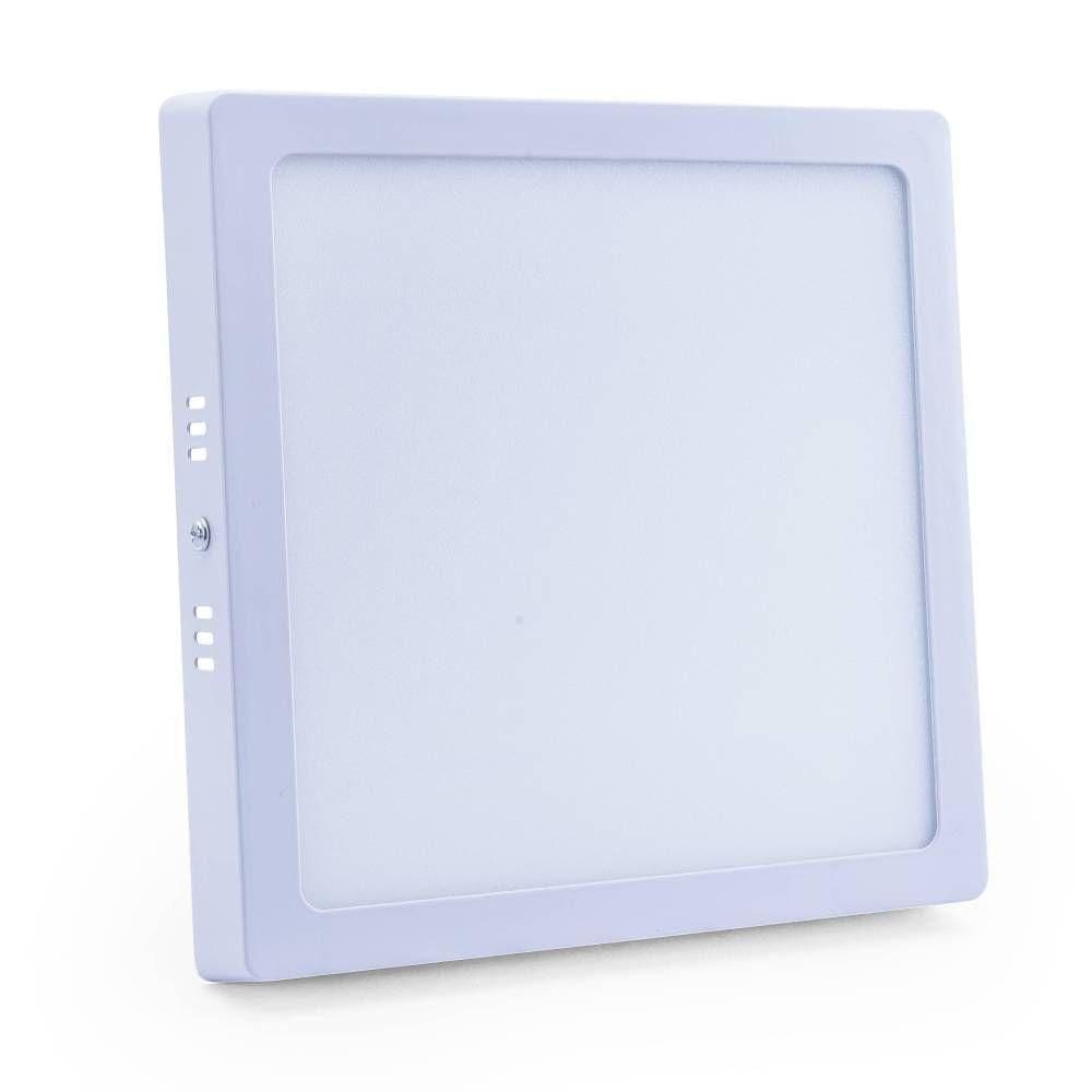 Plafon Led Sobrepor 18w Quadrado 3000k Branco Quente Bivolt -unidade