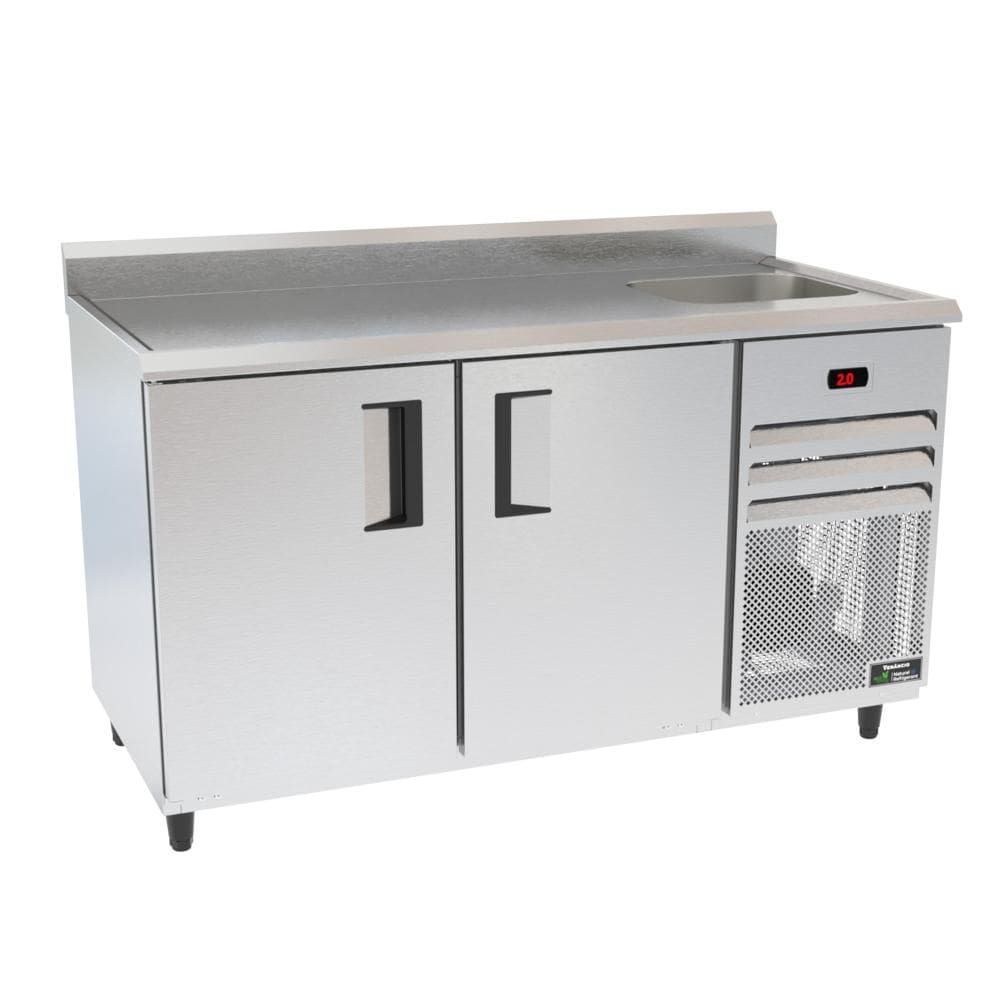 Balcão Refrigerados Venâncio 150cm Exterior Inox Interior Aluzinco Borda Espelhada com Cuba 127V VCFRH15-39373