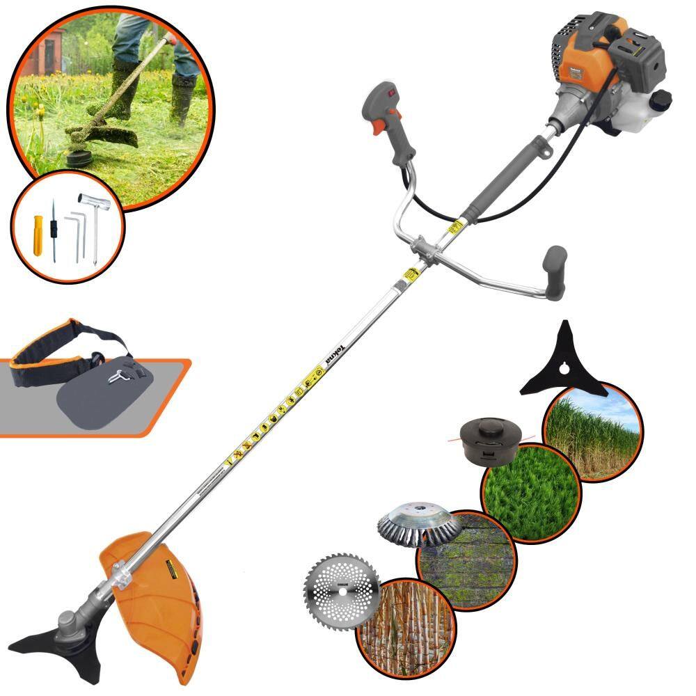 Roçadeira Tekna RL430P À Gasolina 43cc 1,7HP Alta Rotação e Performance Com Carretel Nylon e Faca 3 Pontas + EXTRA Faca 40 Dentes + Escova de Aço