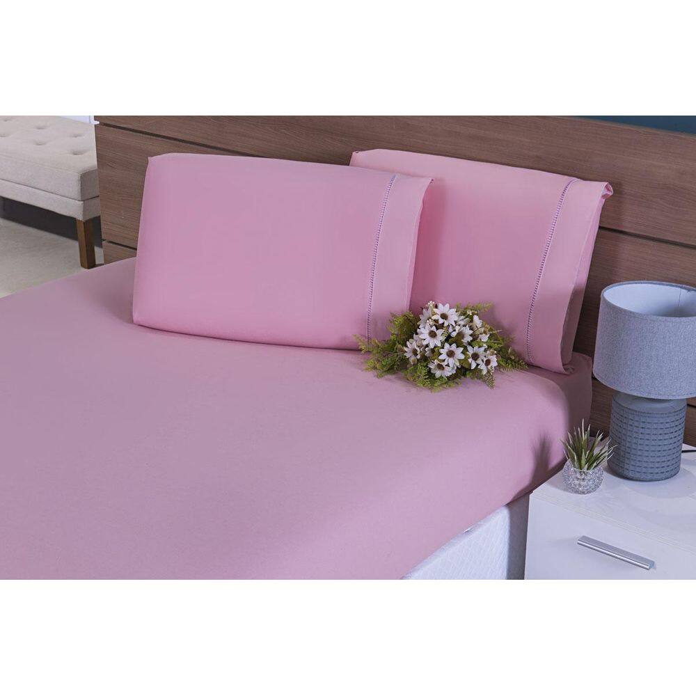 Jogo Lençol Mini Cama 2 Peças Percal 200 Fios Rose