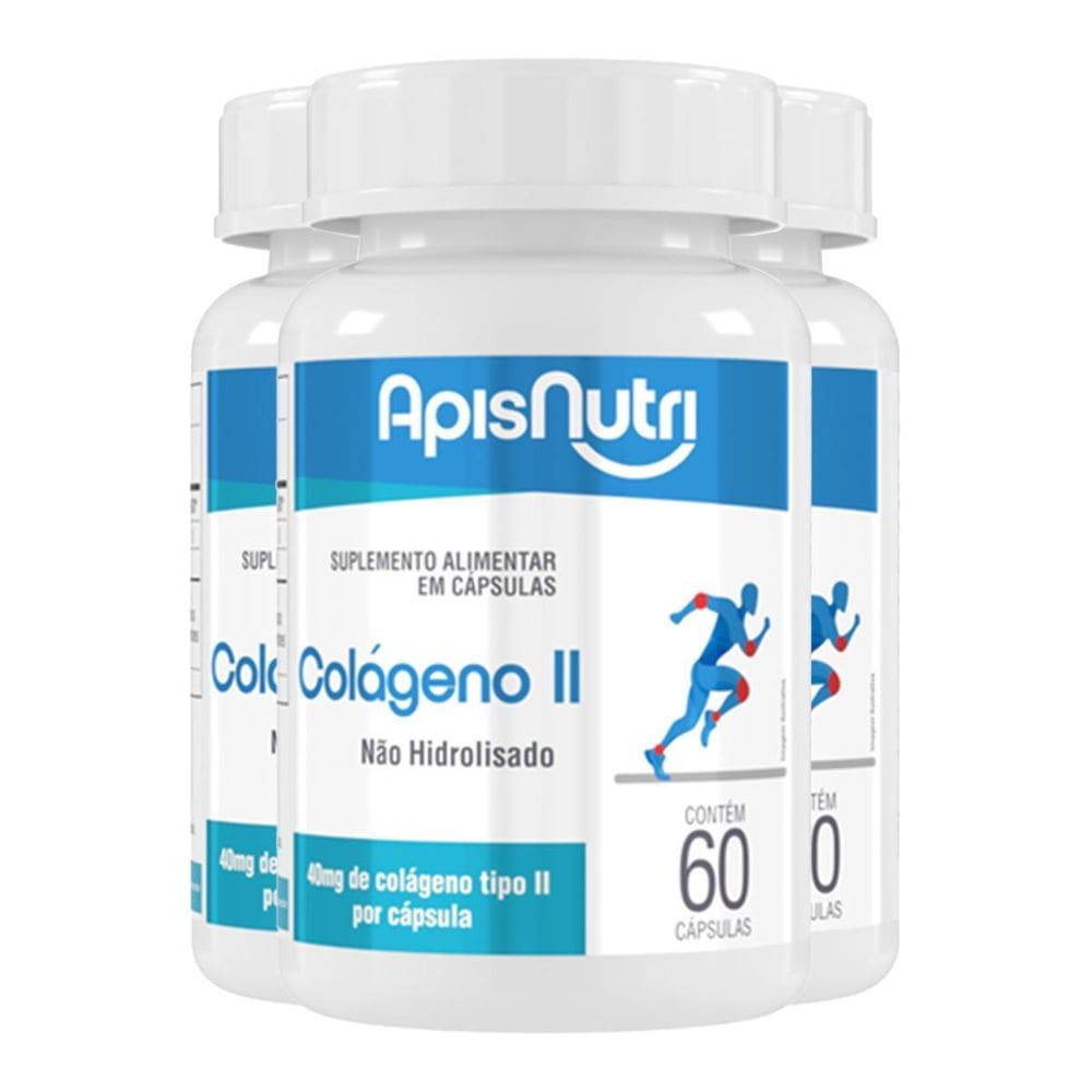 Kit 3 Colágeno Tipo Ii Apisnutri 60 Cápsulas