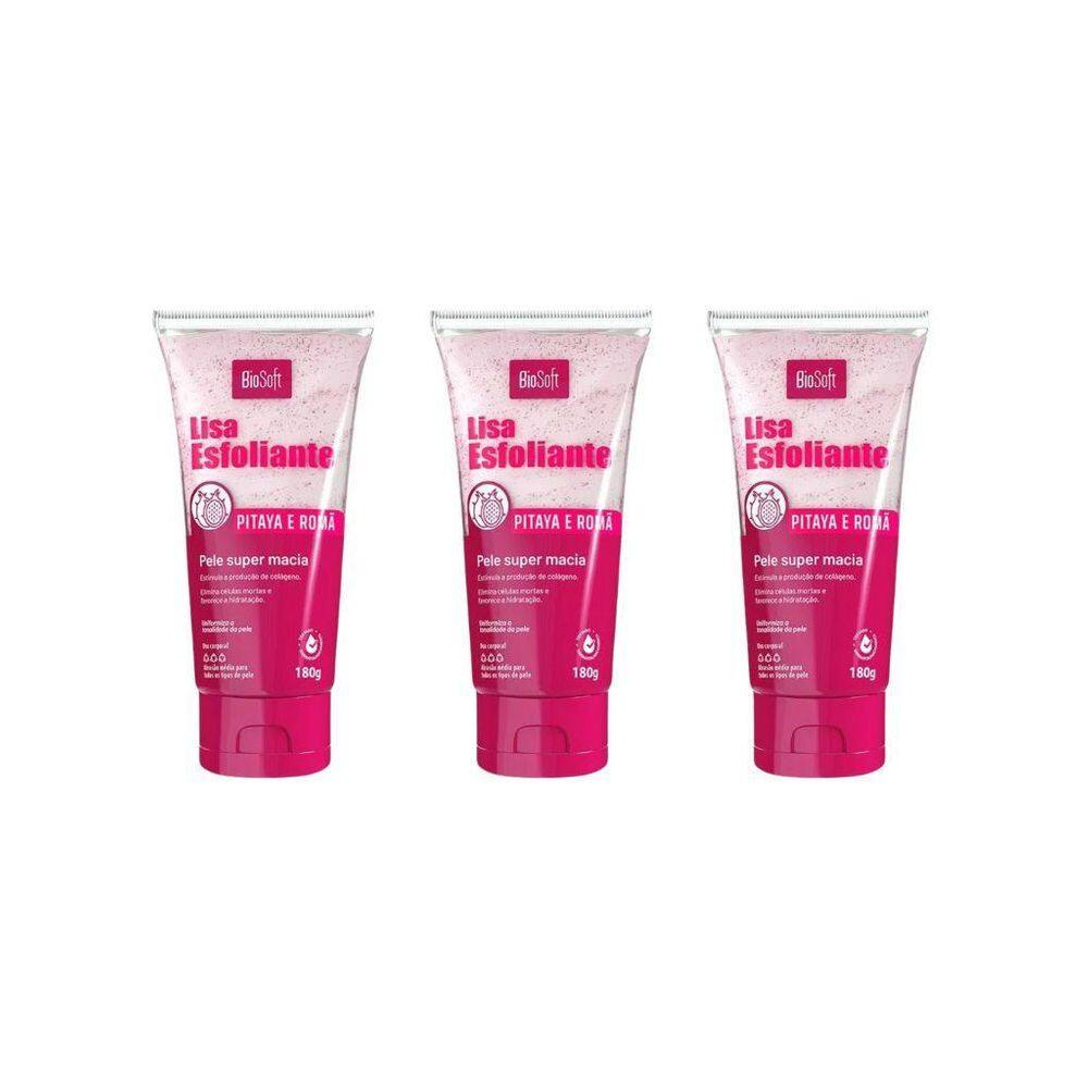 Creme Esfoliante Soft Hair 180G Biosoft Pitaya - Kit Com 3Un