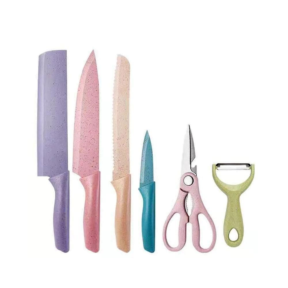 Jogo De Faca E Cortador Colorido Para Cozinha Cooker