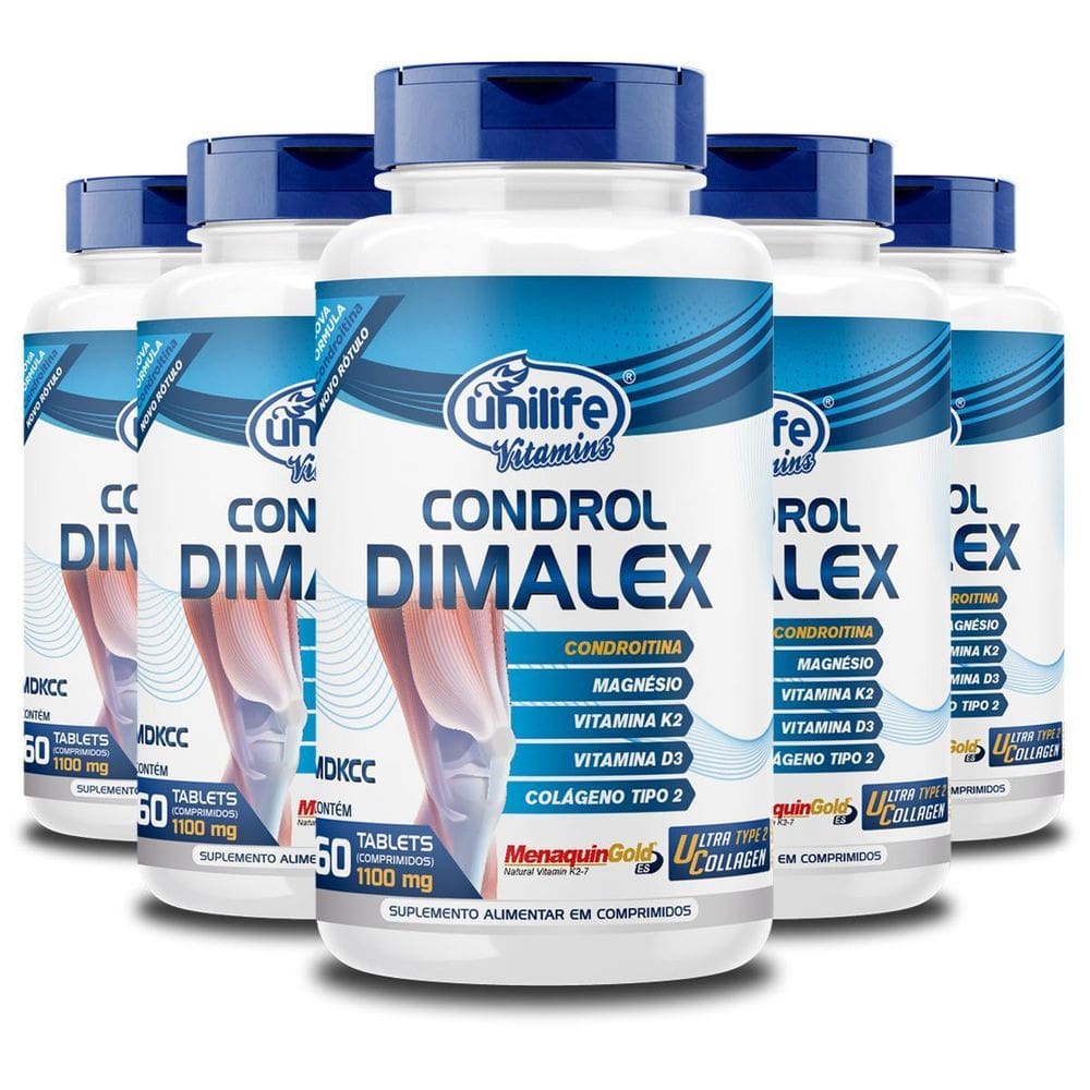 Kit 5 Condrol Dimalex 1100Mg Unilife 60 Comprimidos
